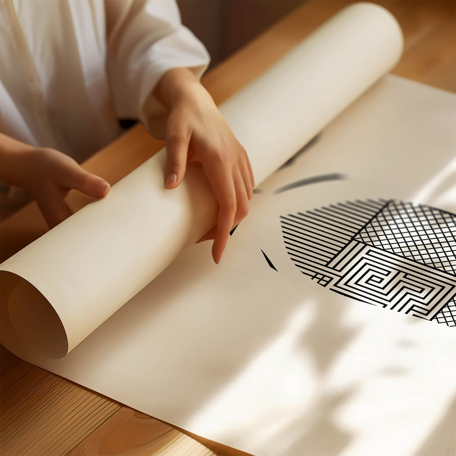White Swiss Shepherd Geometric Line Art mockup