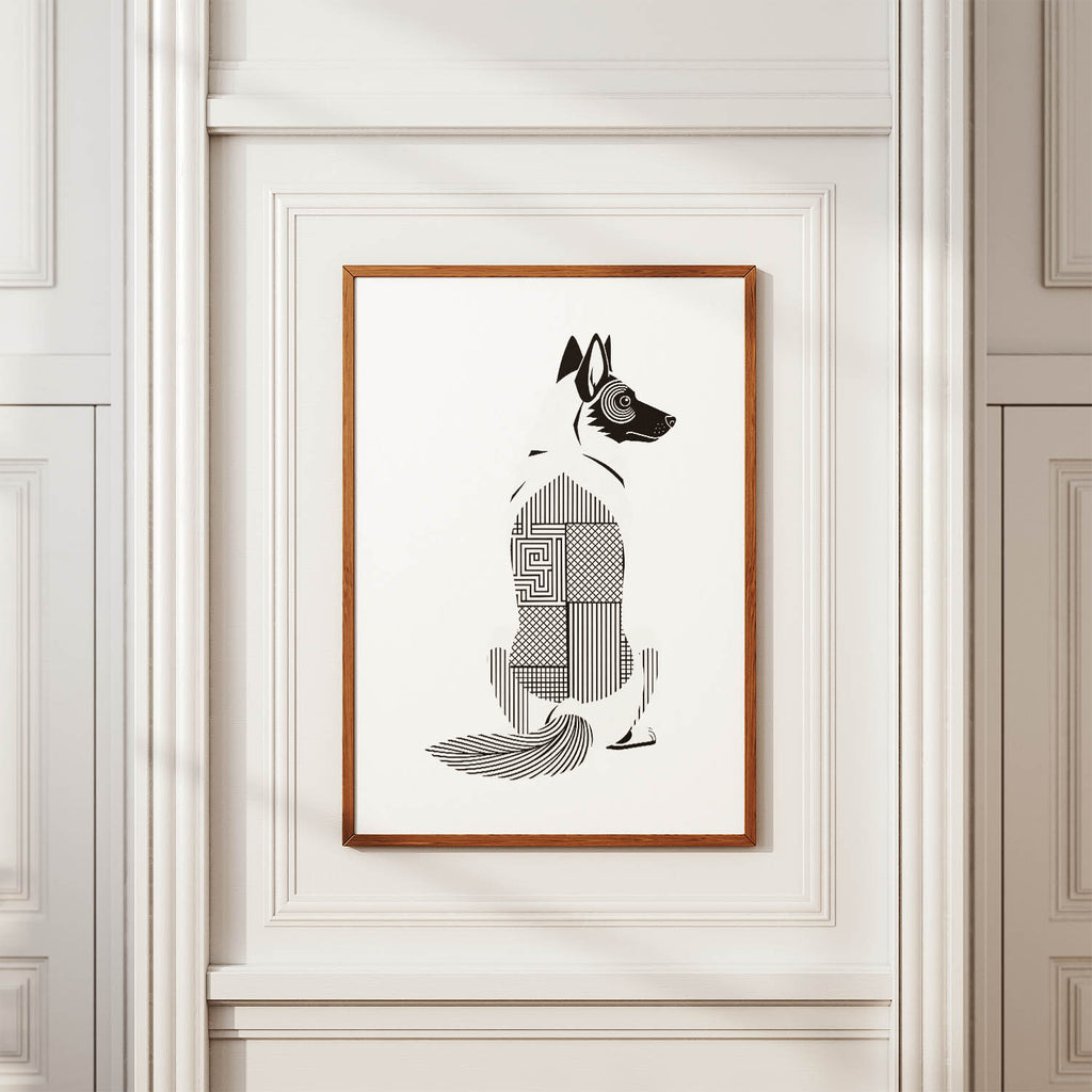 White Swiss Shepherd Geometric Line Art mockup