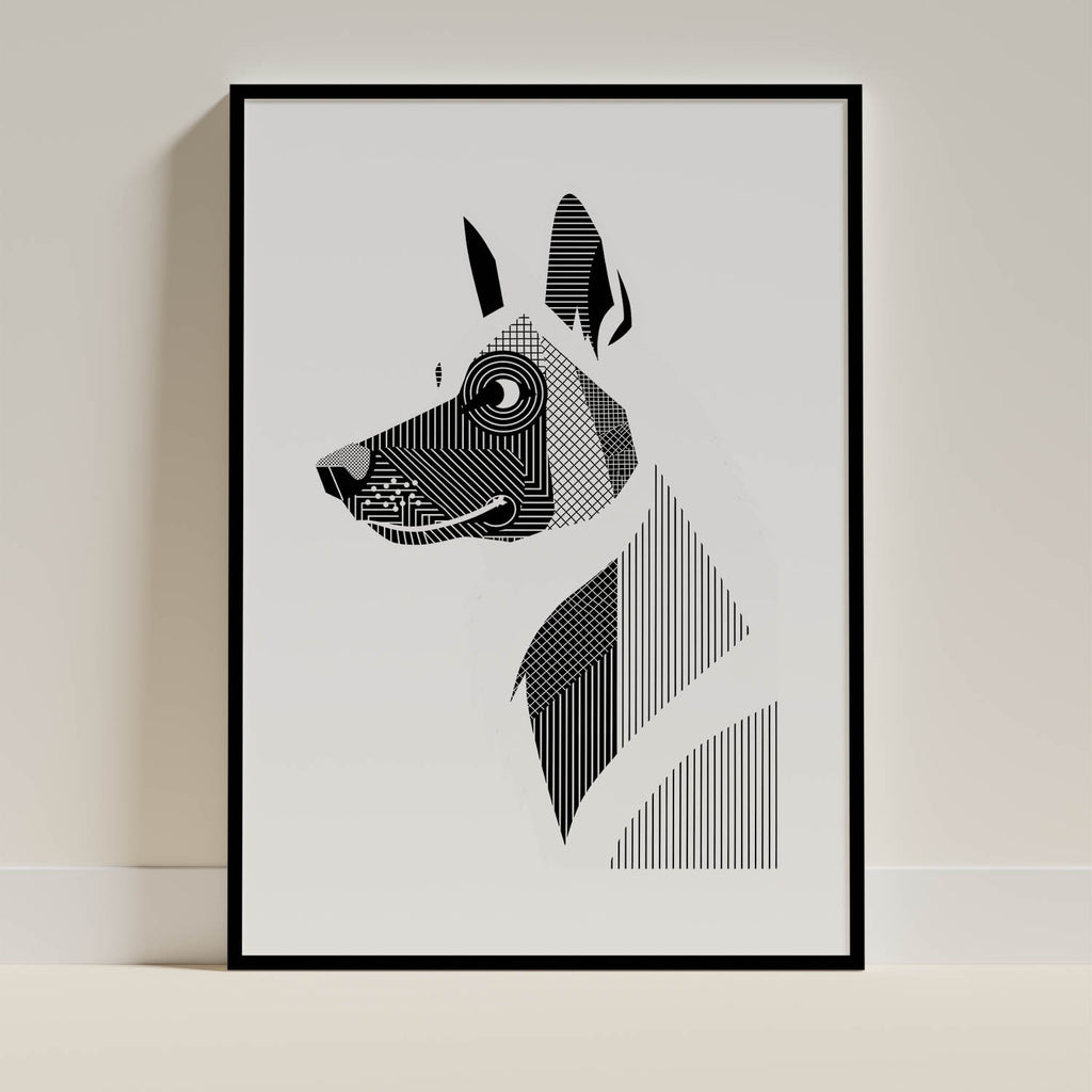 White Swiss Shepherd Geometric Line Art mockup