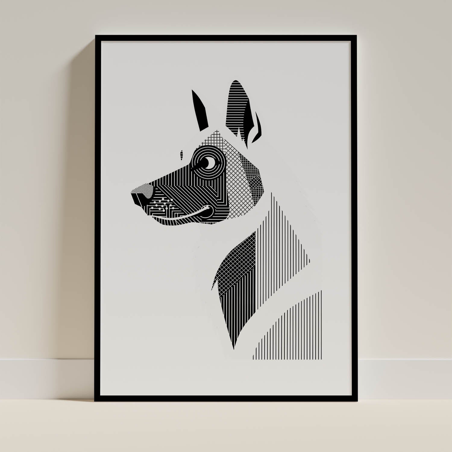White Swiss Shepherd Geometric Line Art mockup