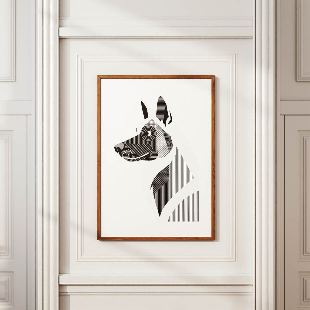 White Swiss Shepherd Geometric Line Art mockup