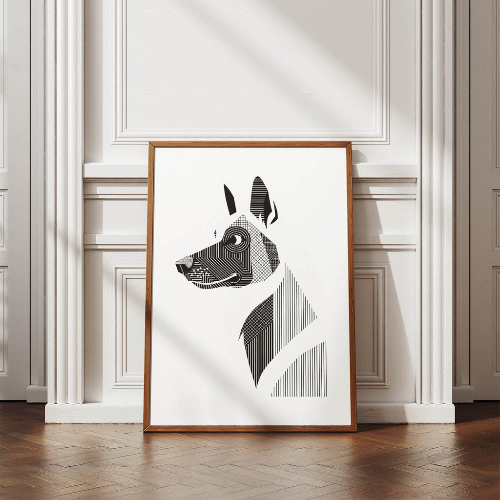 White Swiss Shepherd Geometric Line Art mockup