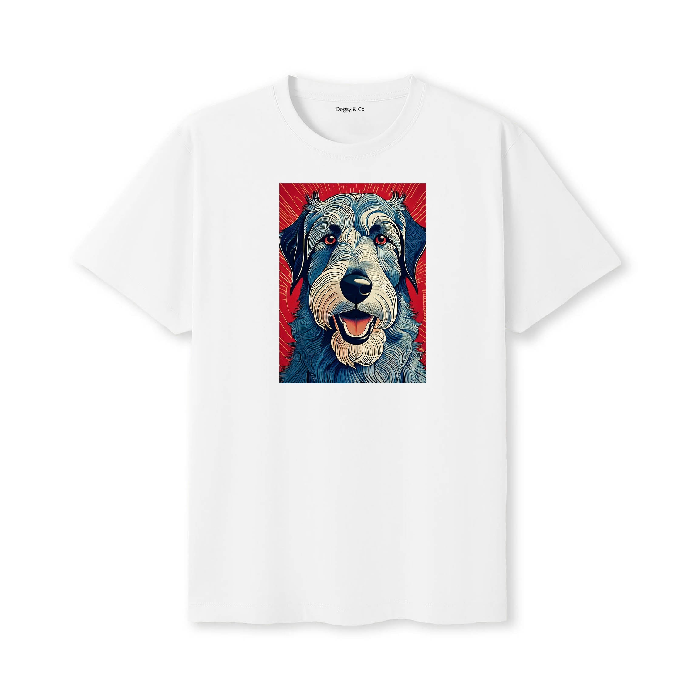 Wolfhound Hokusai Dog Portrait T-Shirt White