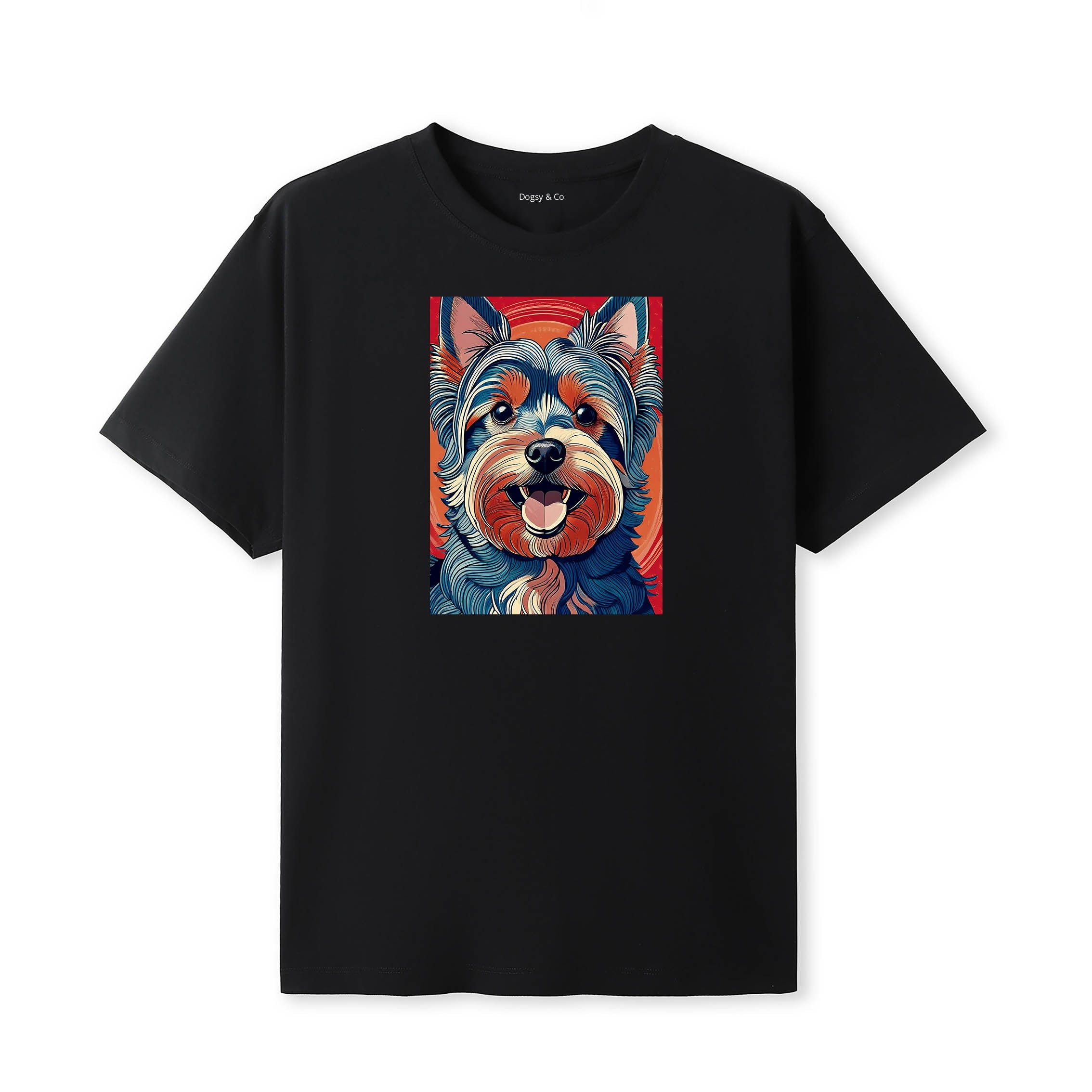 Yorkshire Terrier Hokusai Dog Portrait T-Shirt Black