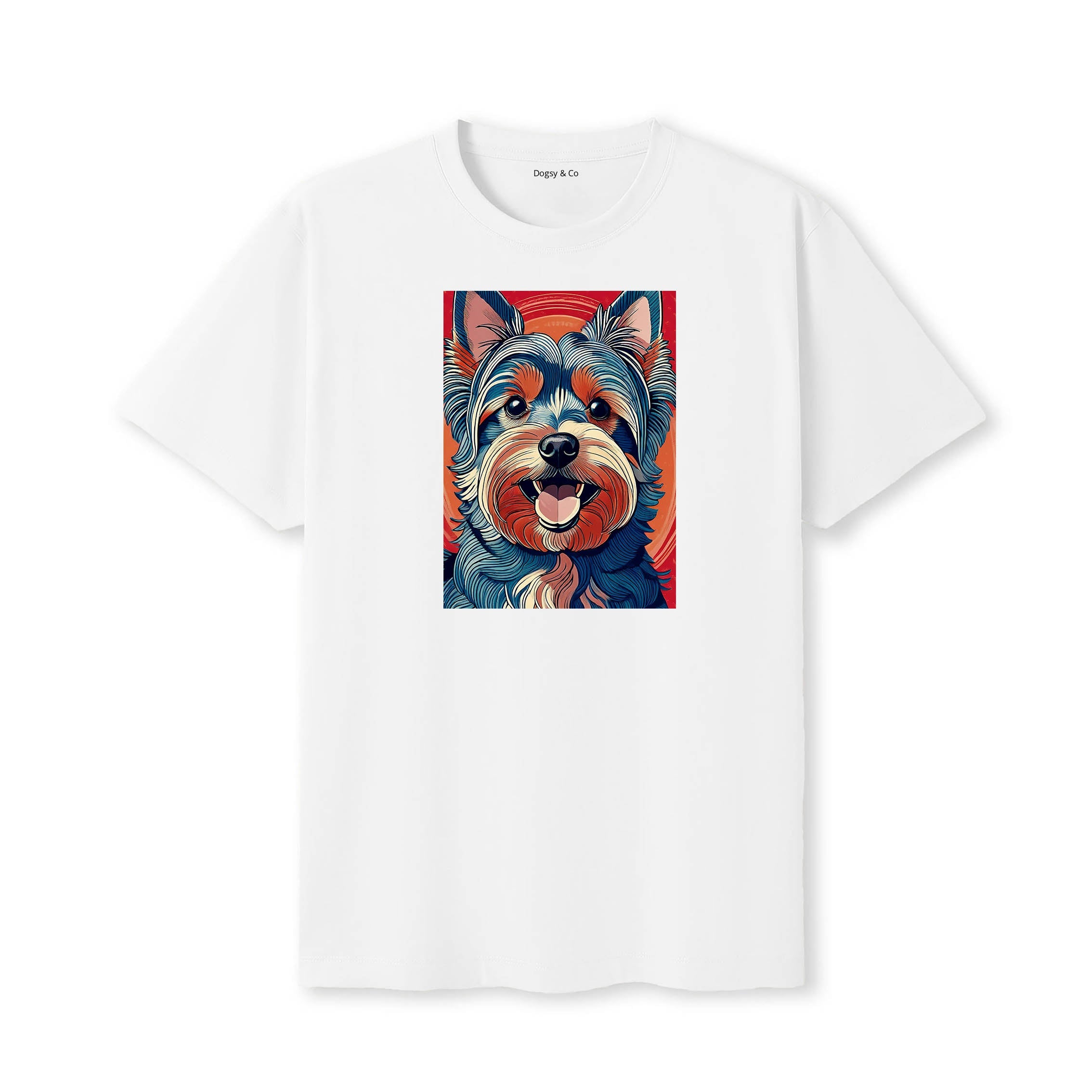 Yorkshire Terrier Hokusai Dog Portrait T-Shirt White