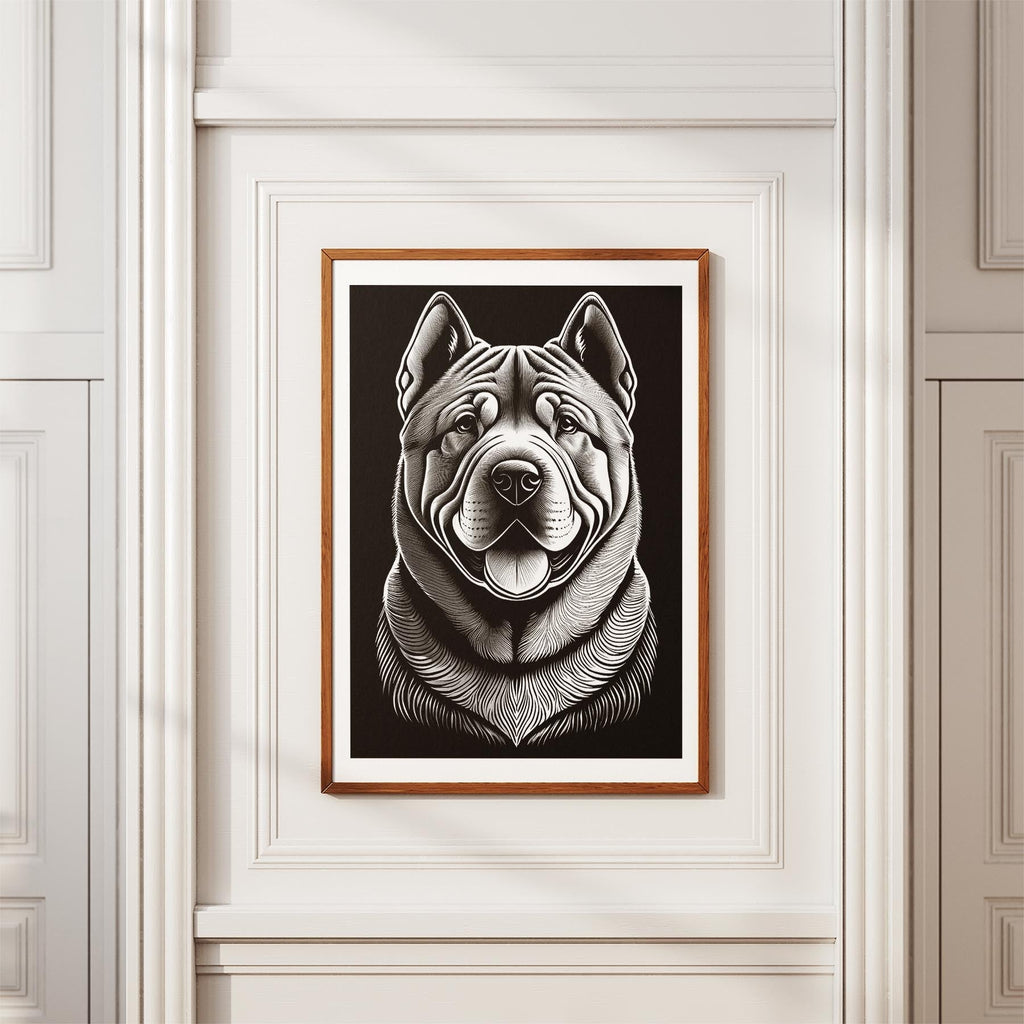 Shar Pei Line Dog Series in Black and White image 3