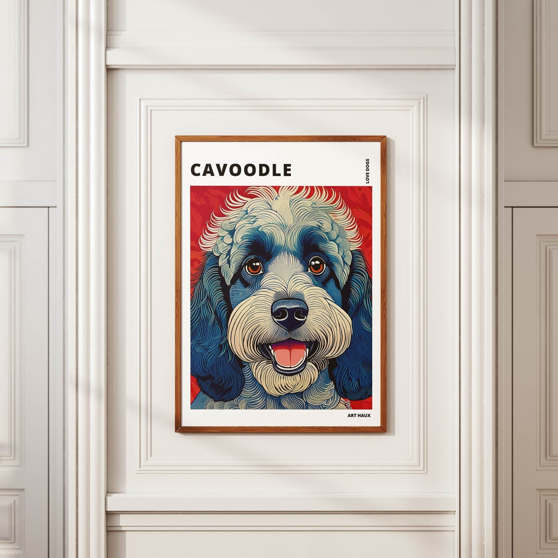 Cavoodle Hokusai Japanese Inspired Dog Series with Text image 3