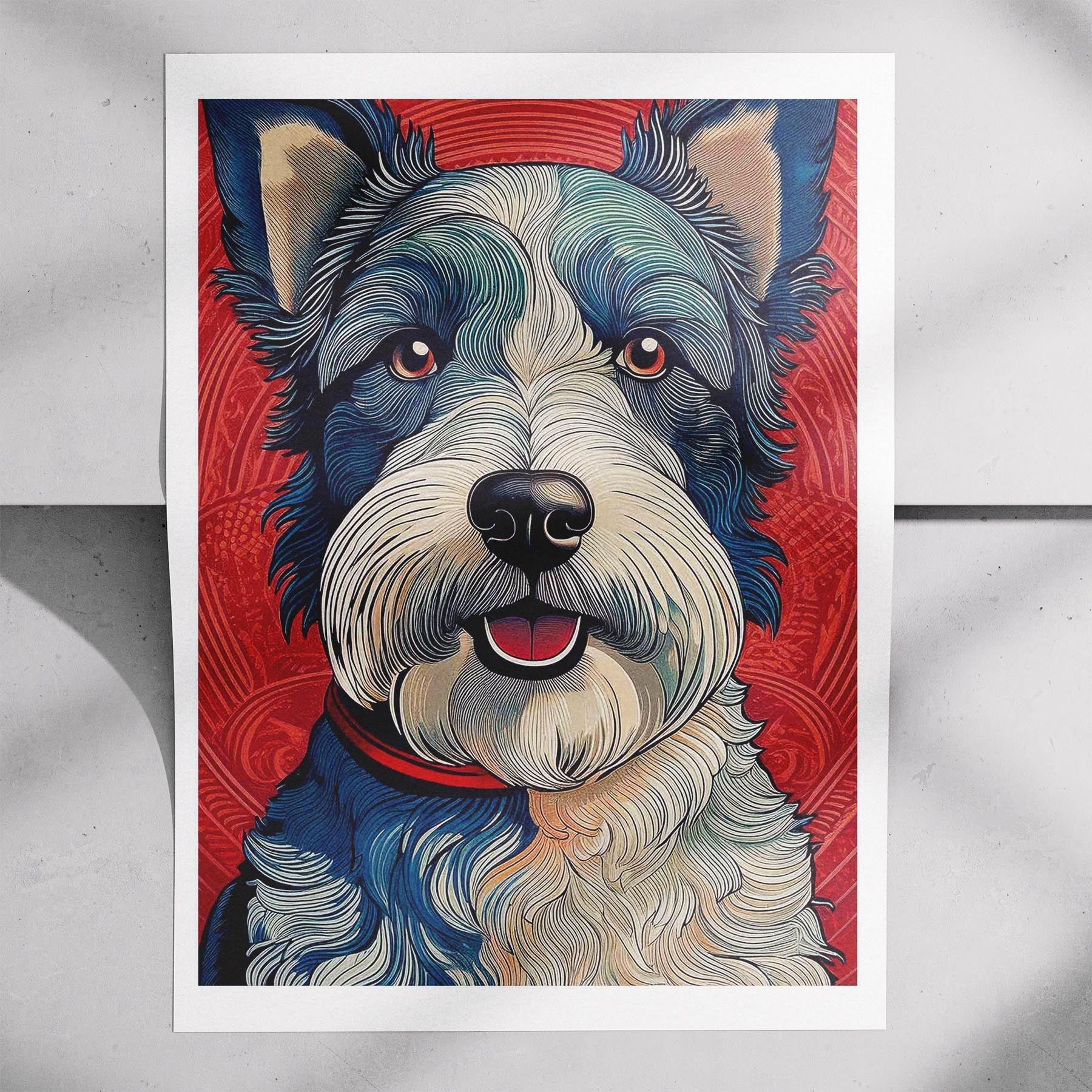 Fox Terrier Hokusai Japanese Inspired Dog Series image 7
