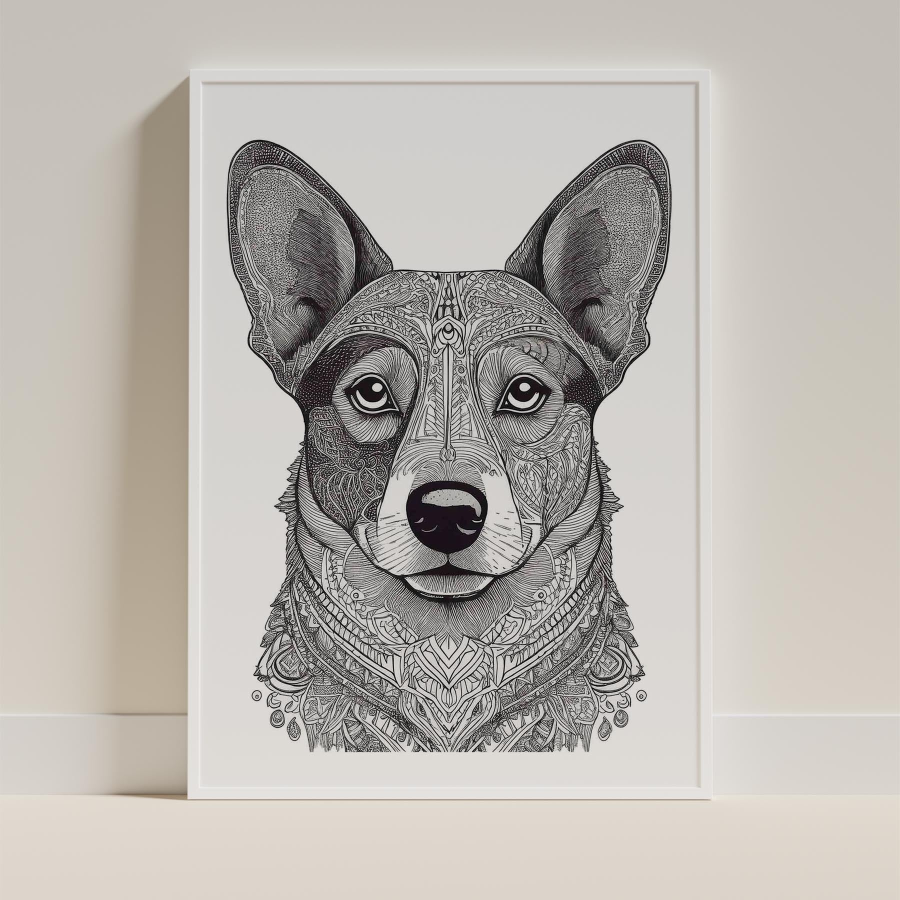 Corgi Mandala Black and White Dog Series image 9