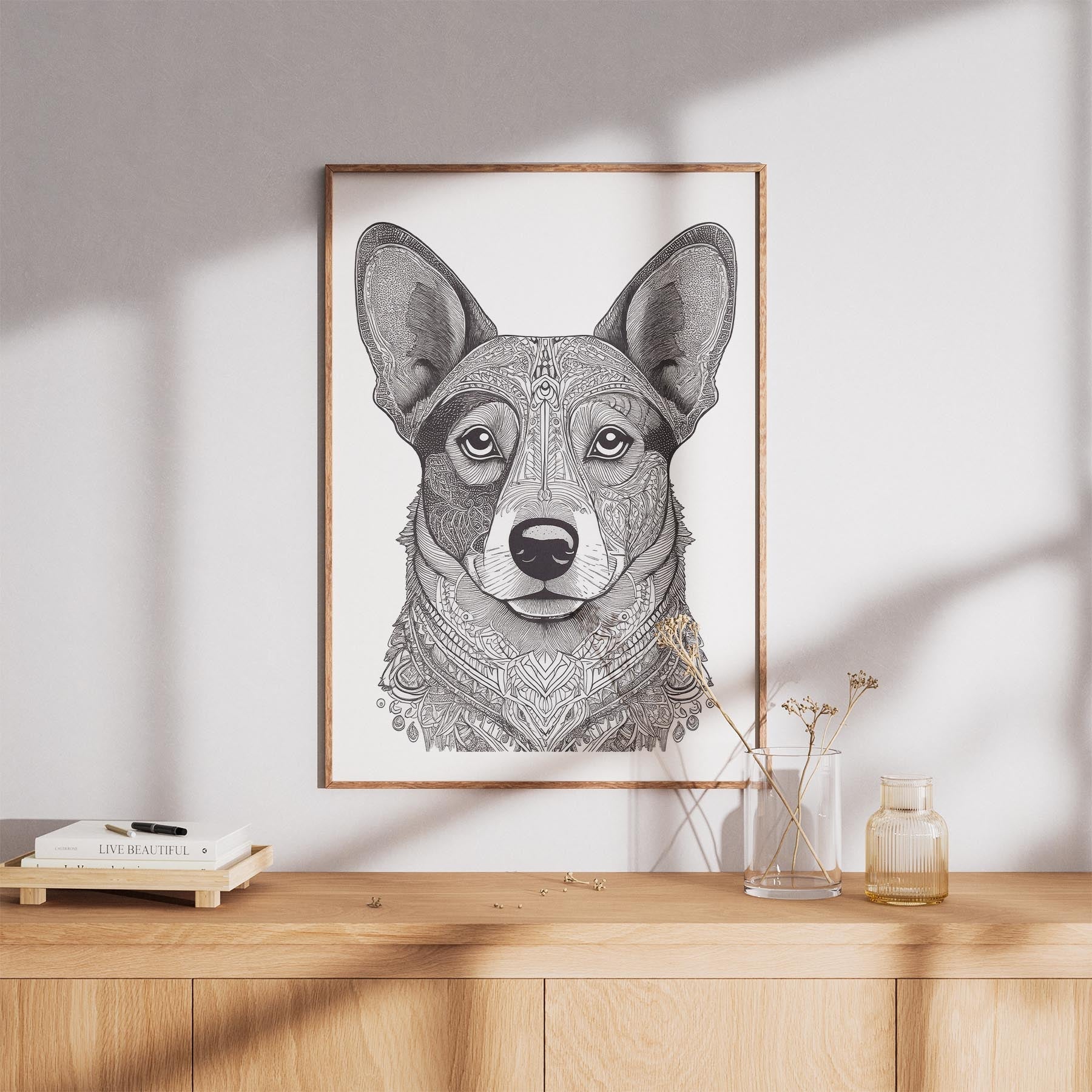Corgi Mandala Black and White Dog Series image 8