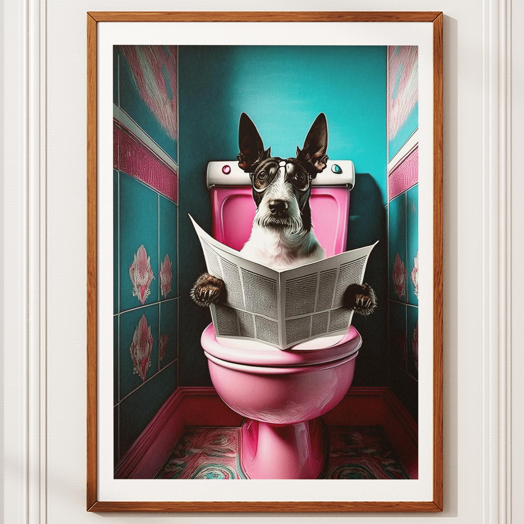 Fox Terrier Toilet Dogs PInk and Turquise image 10