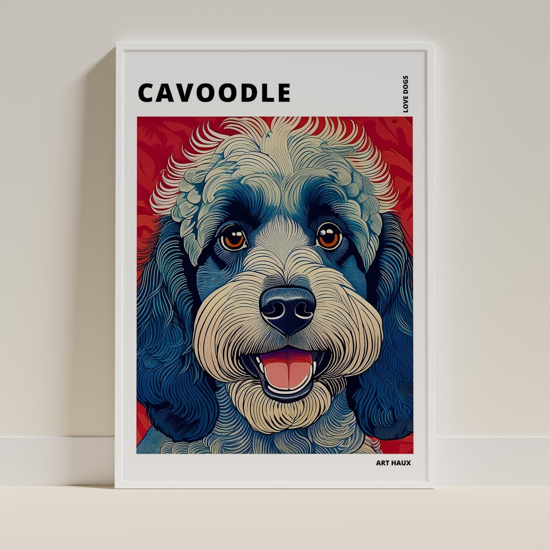 Cavoodle Hokusai Japanese Inspired Dog Series with Text image 8
