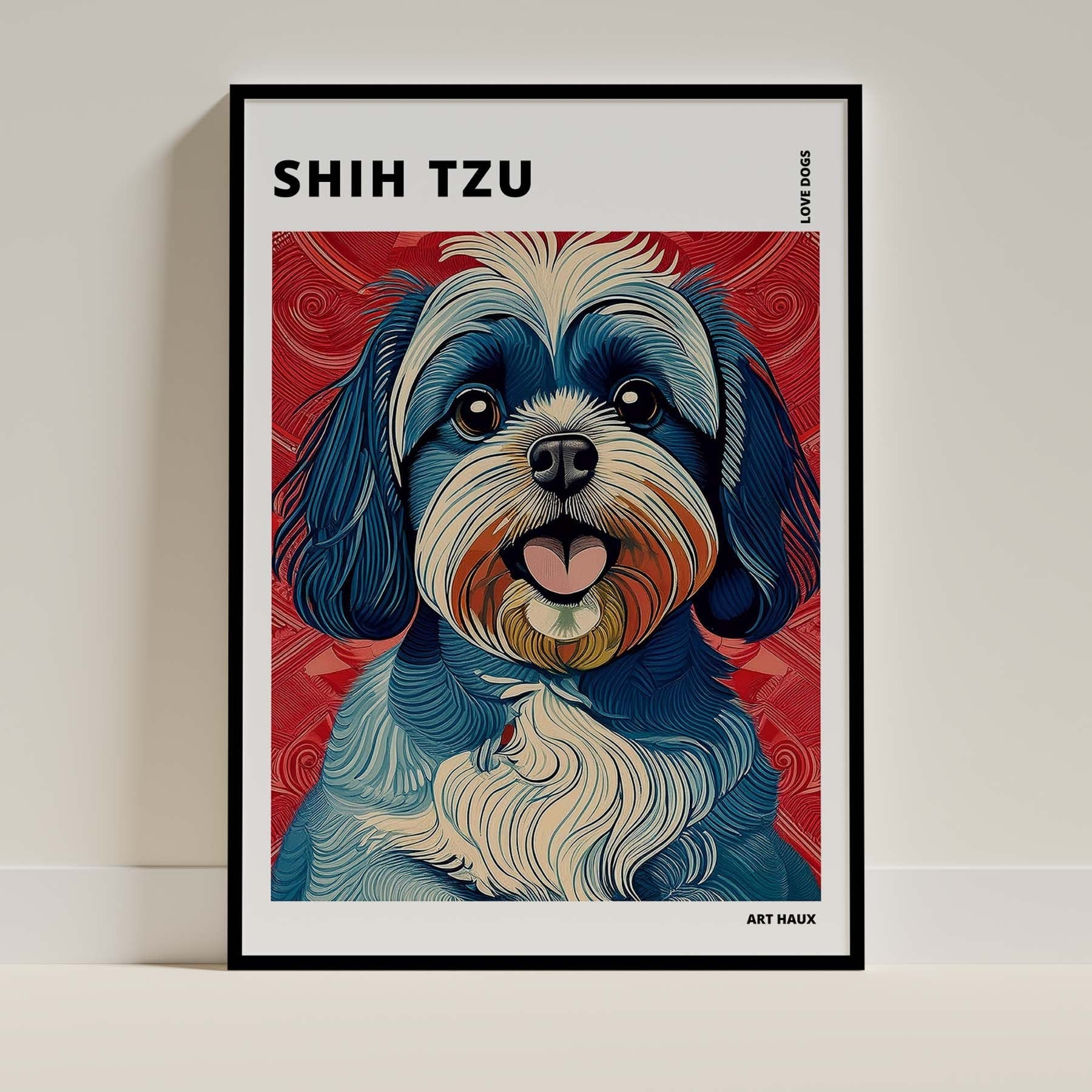 Shih Tzu Hokusai Japanese Inspired Dog Series with Text image 0