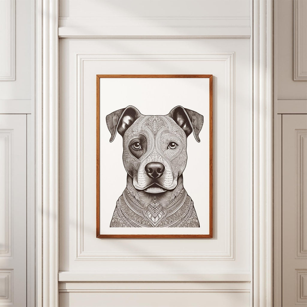American Staffordshire Terrier Mandala Black and White Dog Series image 3