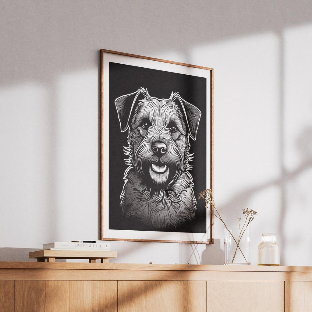 Border Terrier Line Dog Series in Black and White image 5