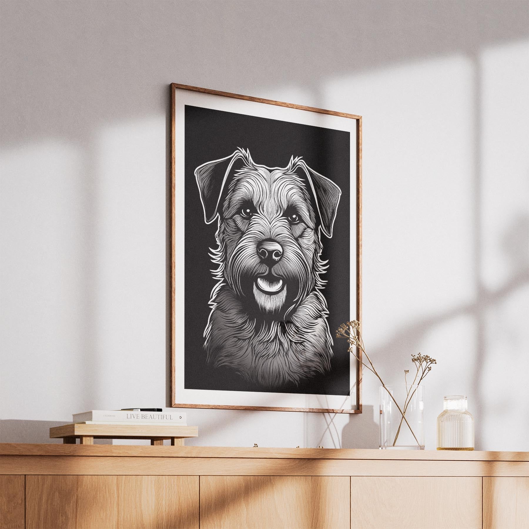Border Terrier Line Dog Series in Black and White image 5