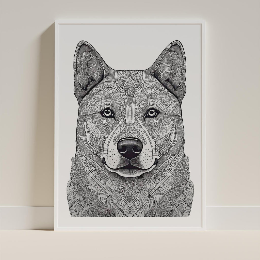 Akita Inu Mandala Black and White Dog Series image 9