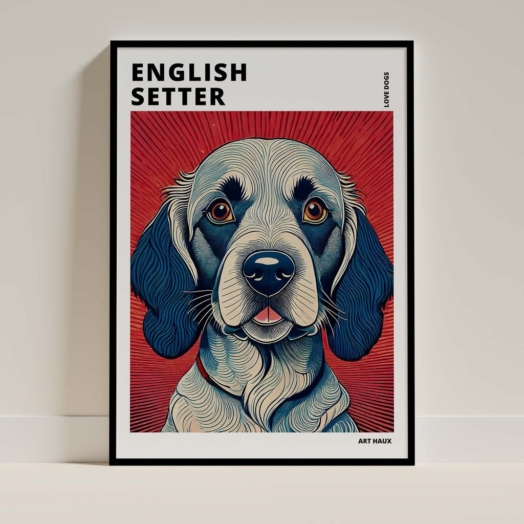 English Setter Hokusai Japanese Inspired Dog Series with Text image 0