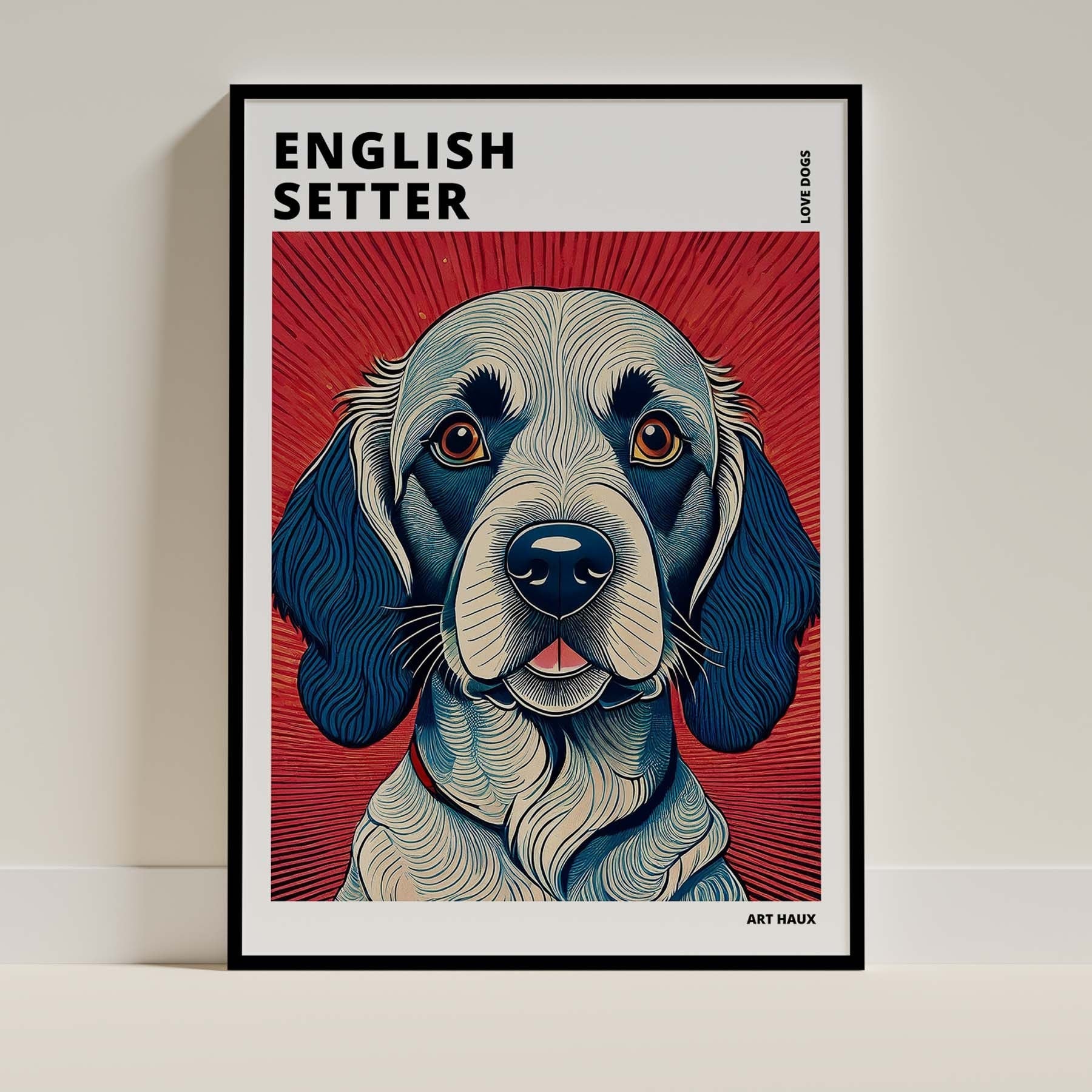 English Setter Hokusai Japanese Inspired Dog Series with Text image 0