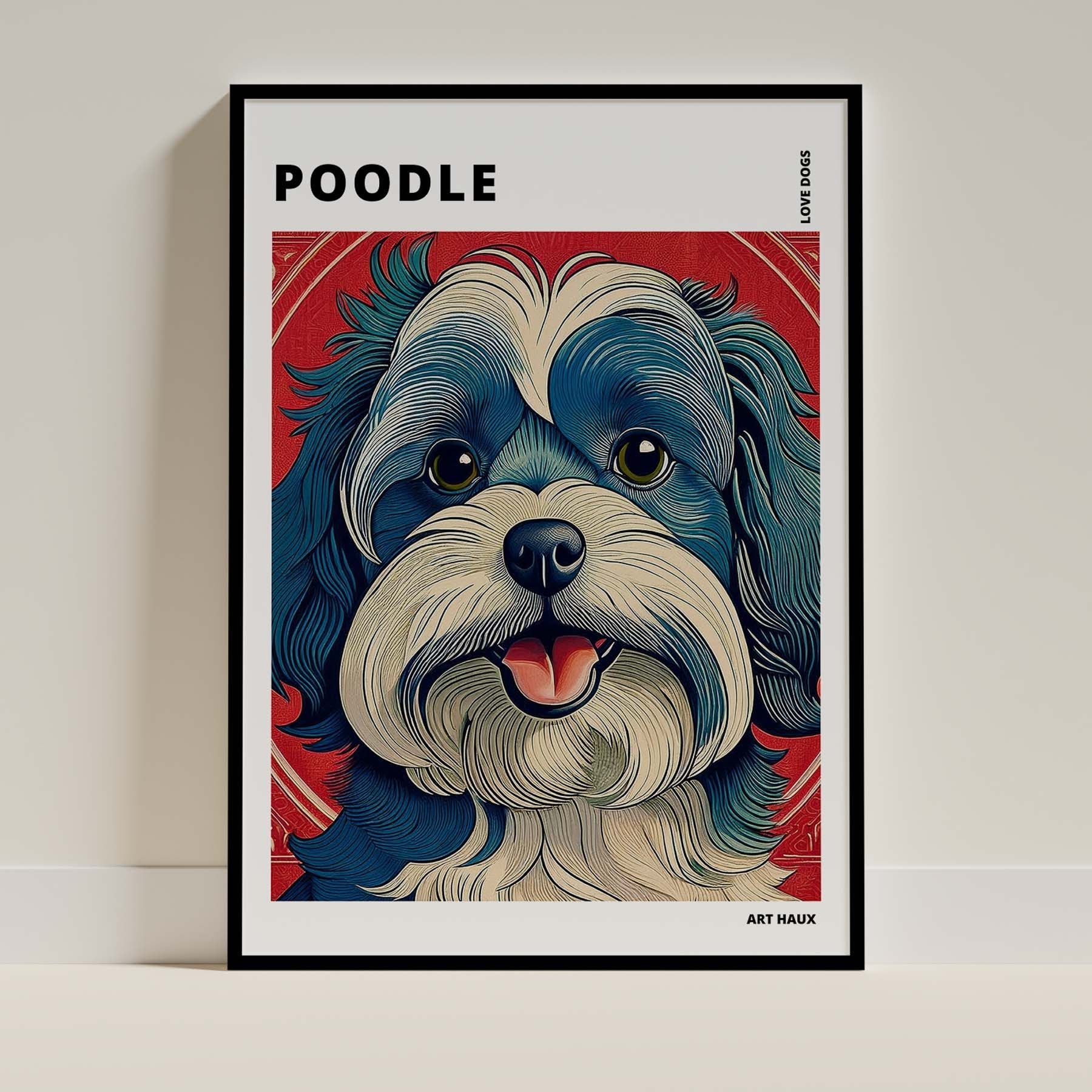 Poodle Hokusai Japanese Inspired Dog Series with Text image 0