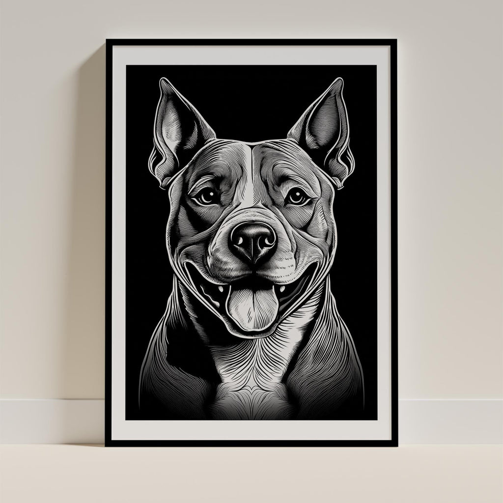 American Staffordshire Terrier Line Dog Series in Black and White image 0