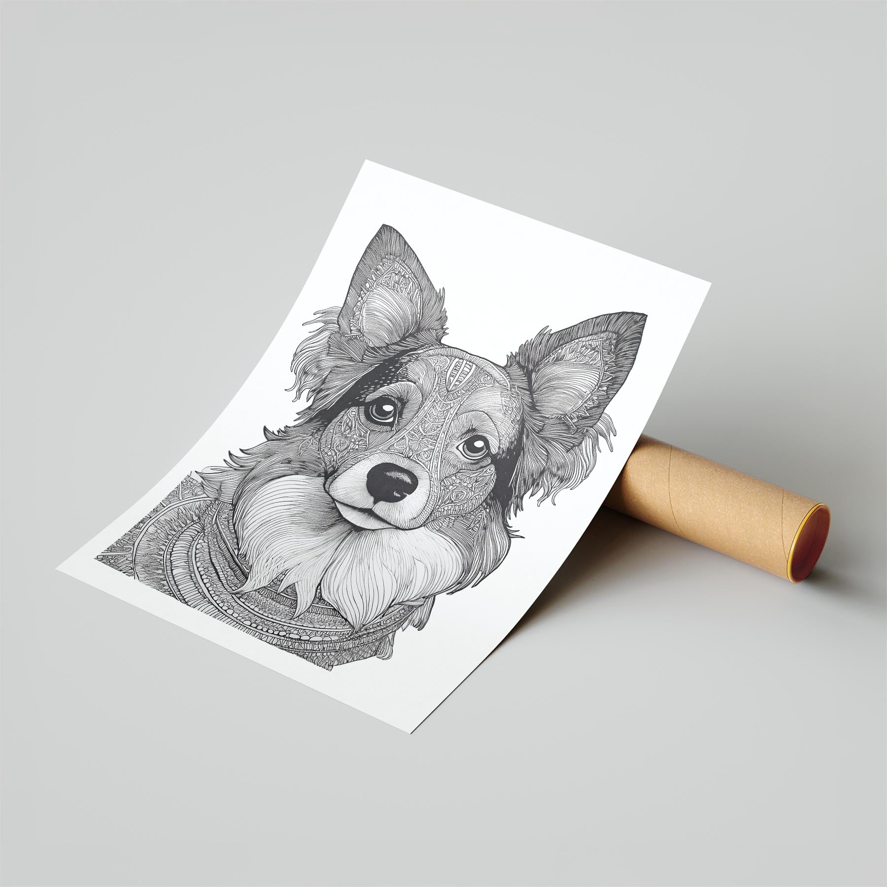 Papillon Mandala Black and White Dog Series image 6