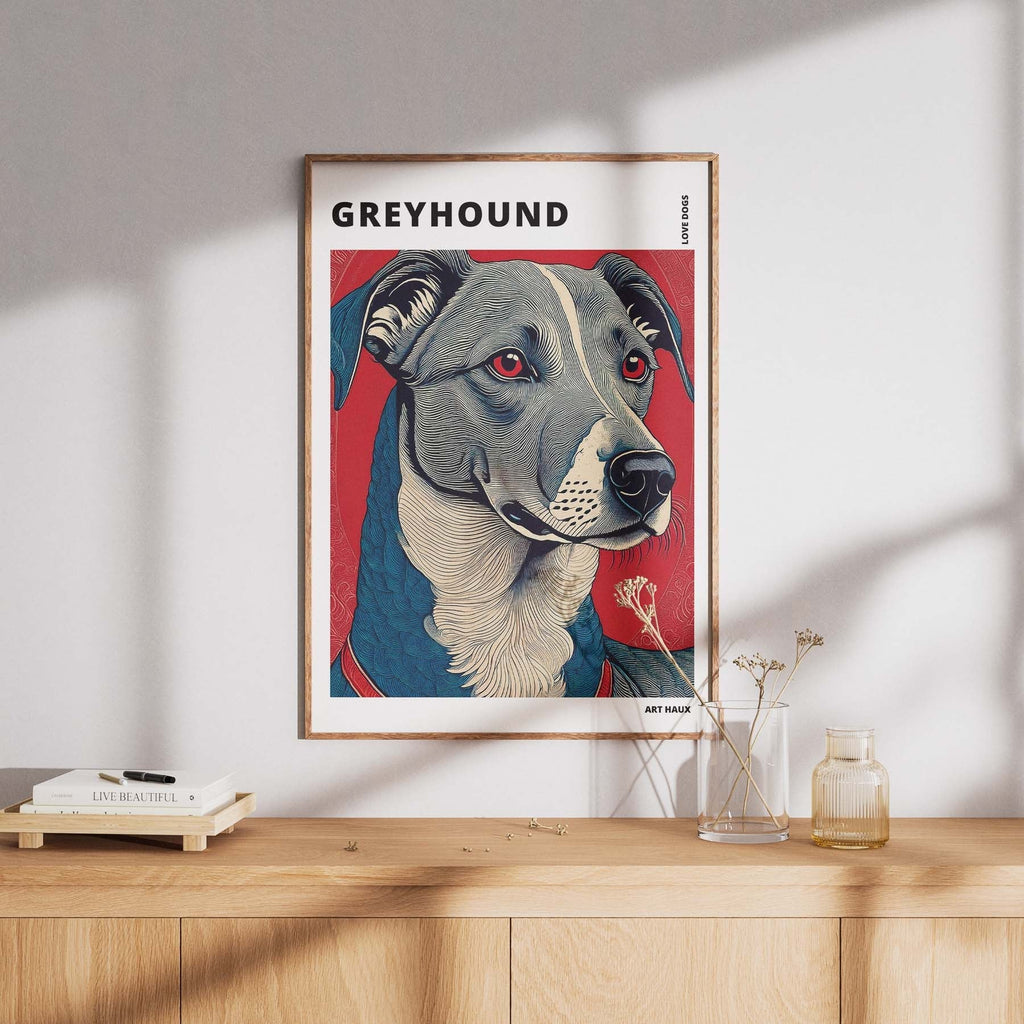 Greyhound Hokusai Japanese Inspired Dog Series with Text image 7