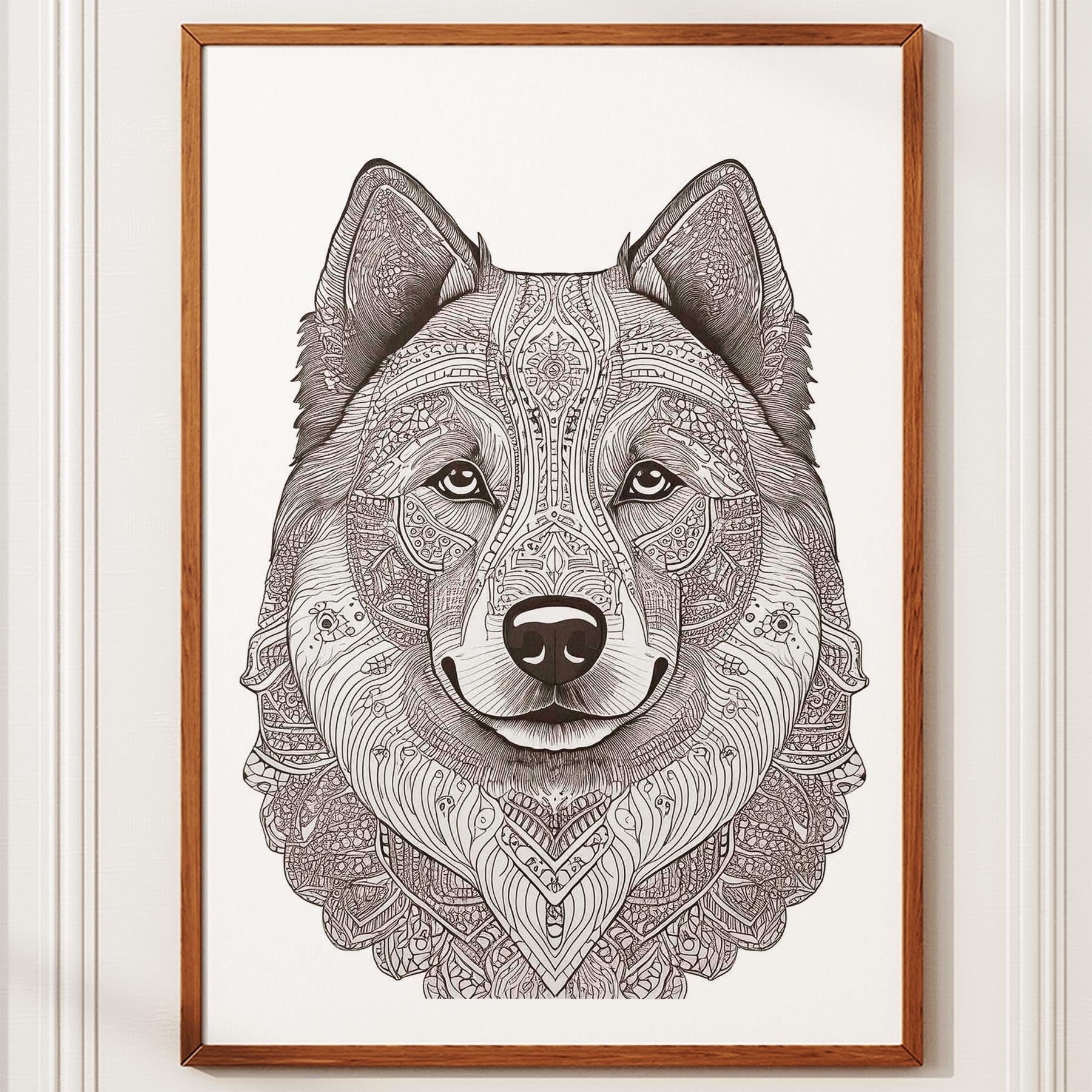 Samoyed Mandala Black and White Dog Series image 10