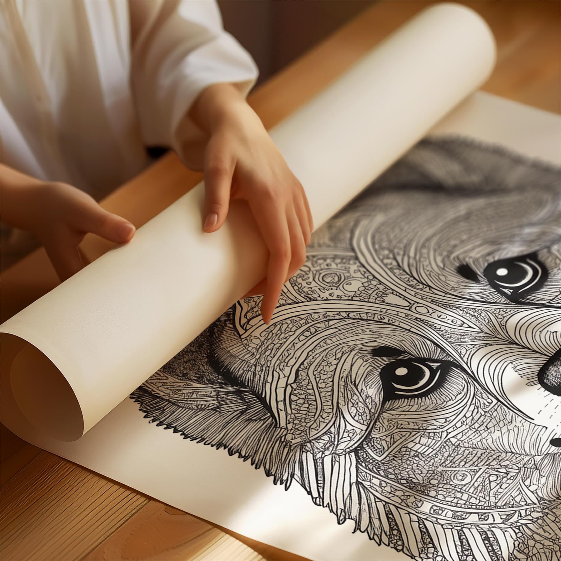 Pomeranian Mandala Black and White Dog Series image 1