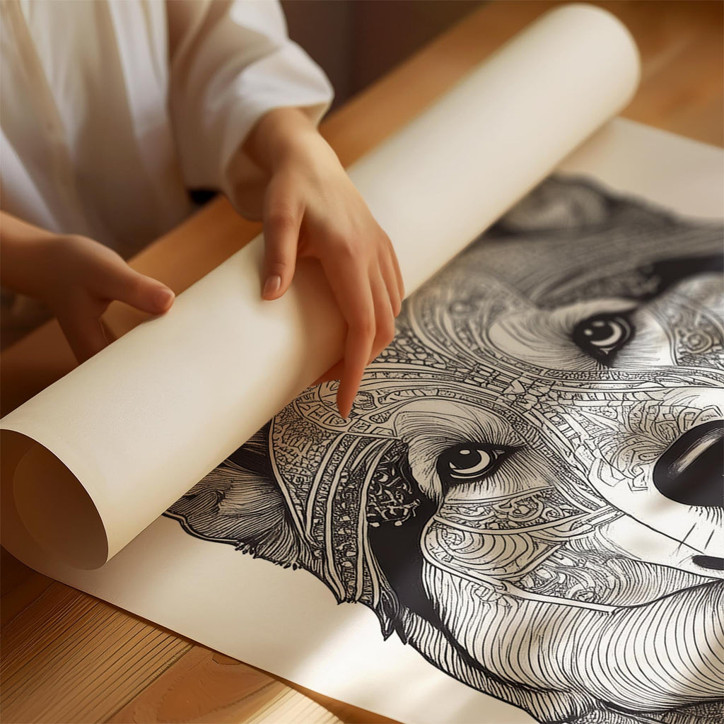 Finnish Lapphund Mandala Black and White Dog Series image 1