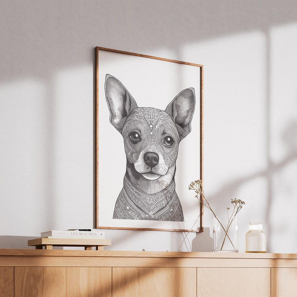 Chihuahua Mandala Black and White Dog Series image 5