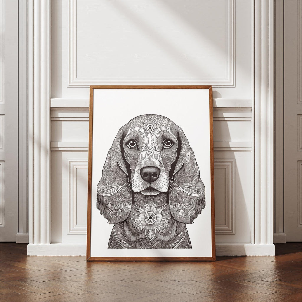 Cocker Spaniel Mandala Black and White Dog Series image 4