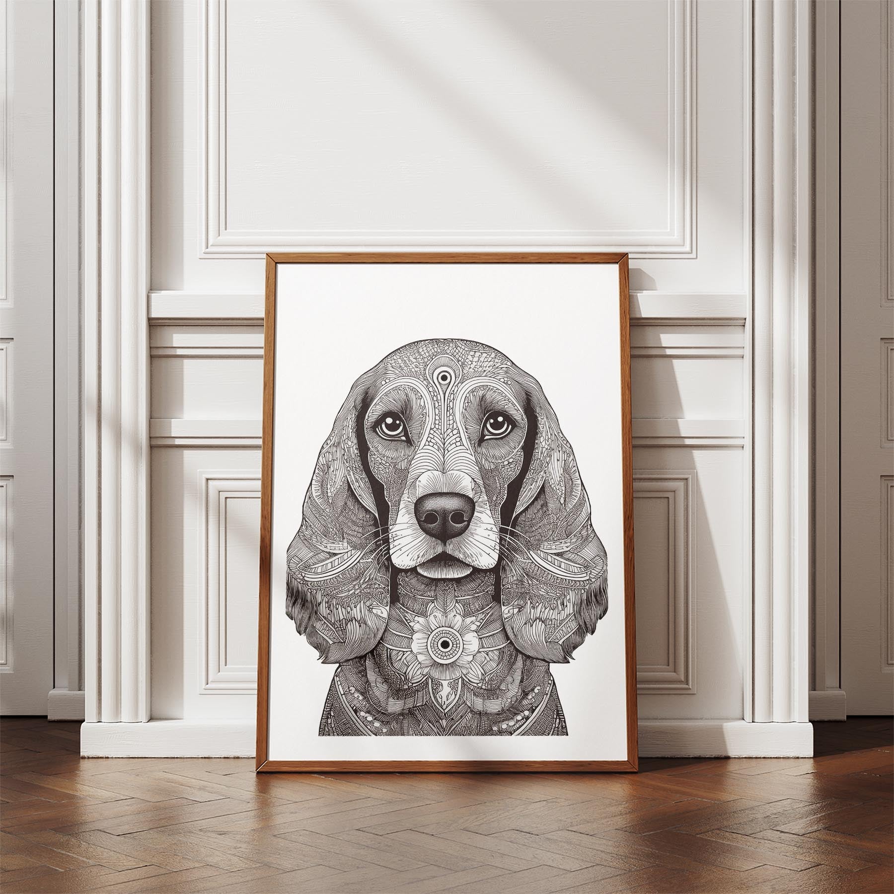 Cocker Spaniel Mandala Black and White Dog Series image 4