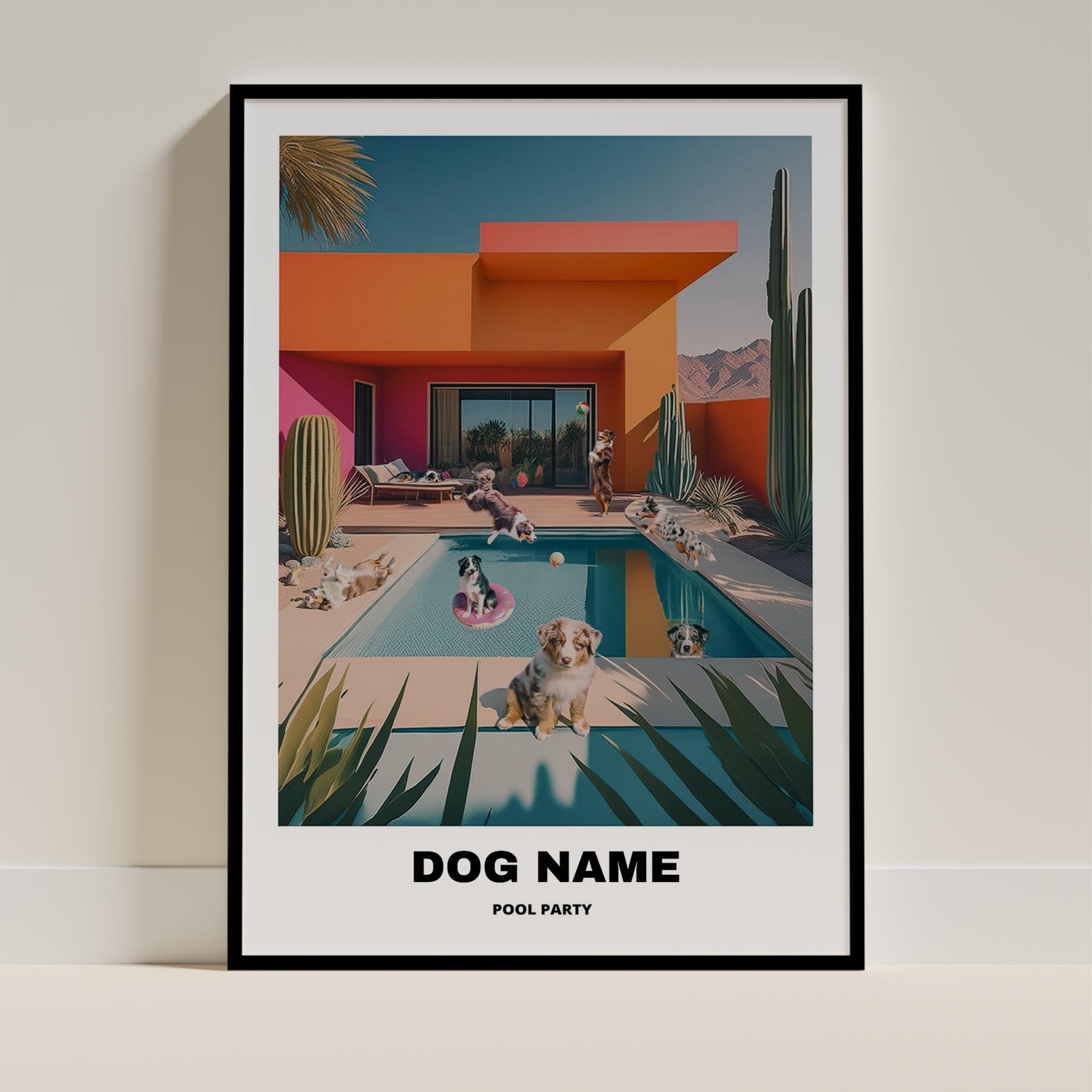 Australian Shepherd Custom Pool Party WITH TEXT image 0