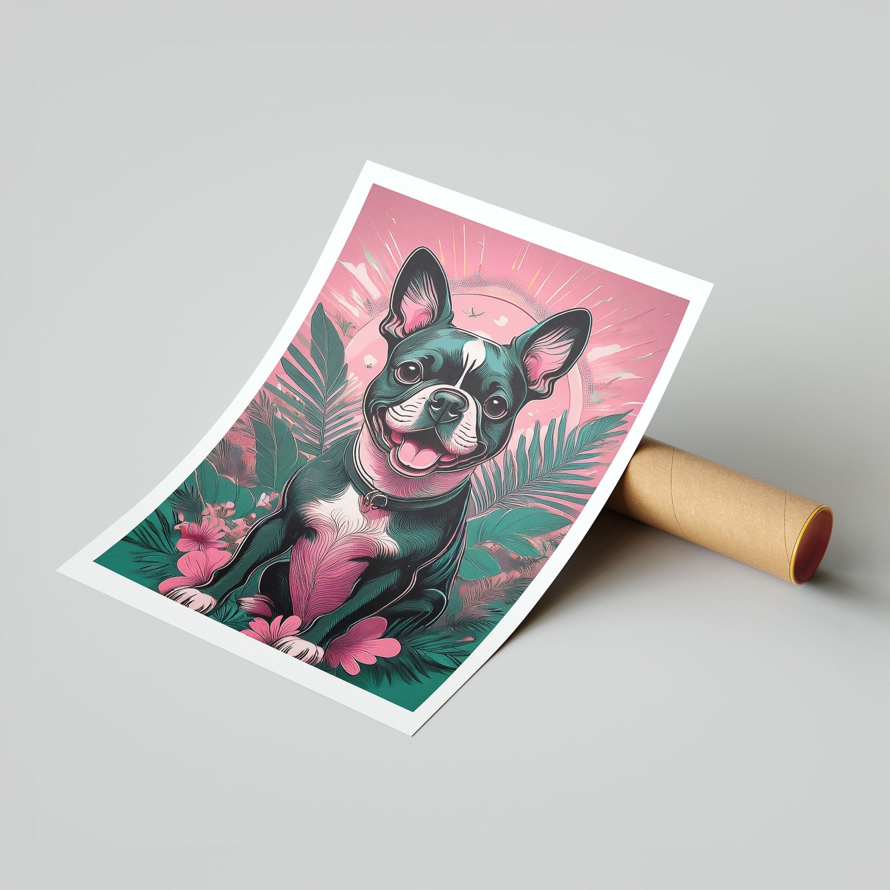 Boston Terrier Flowery Dog image 7