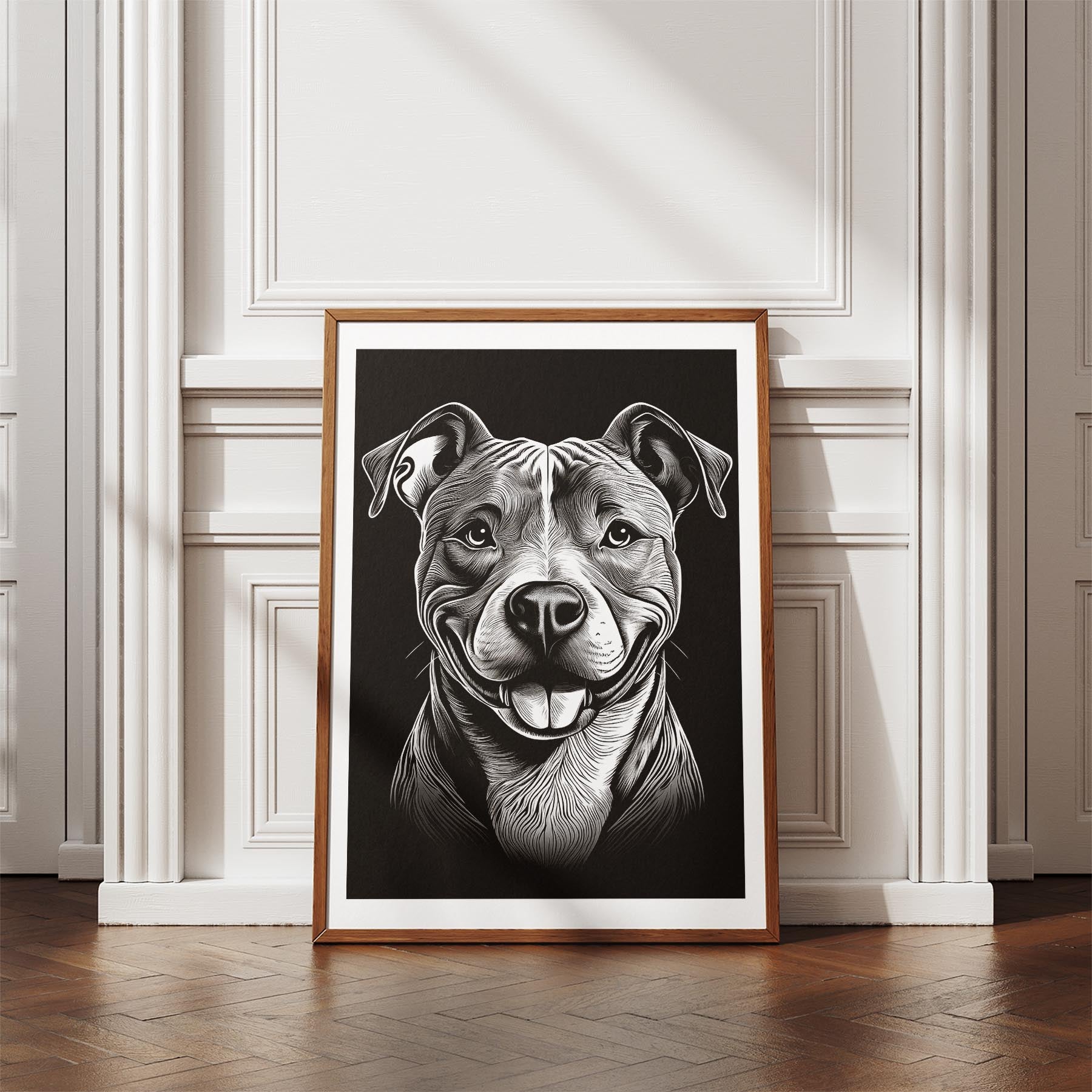 American Pitbull Terrier Line Dog Series in Black and White image 4