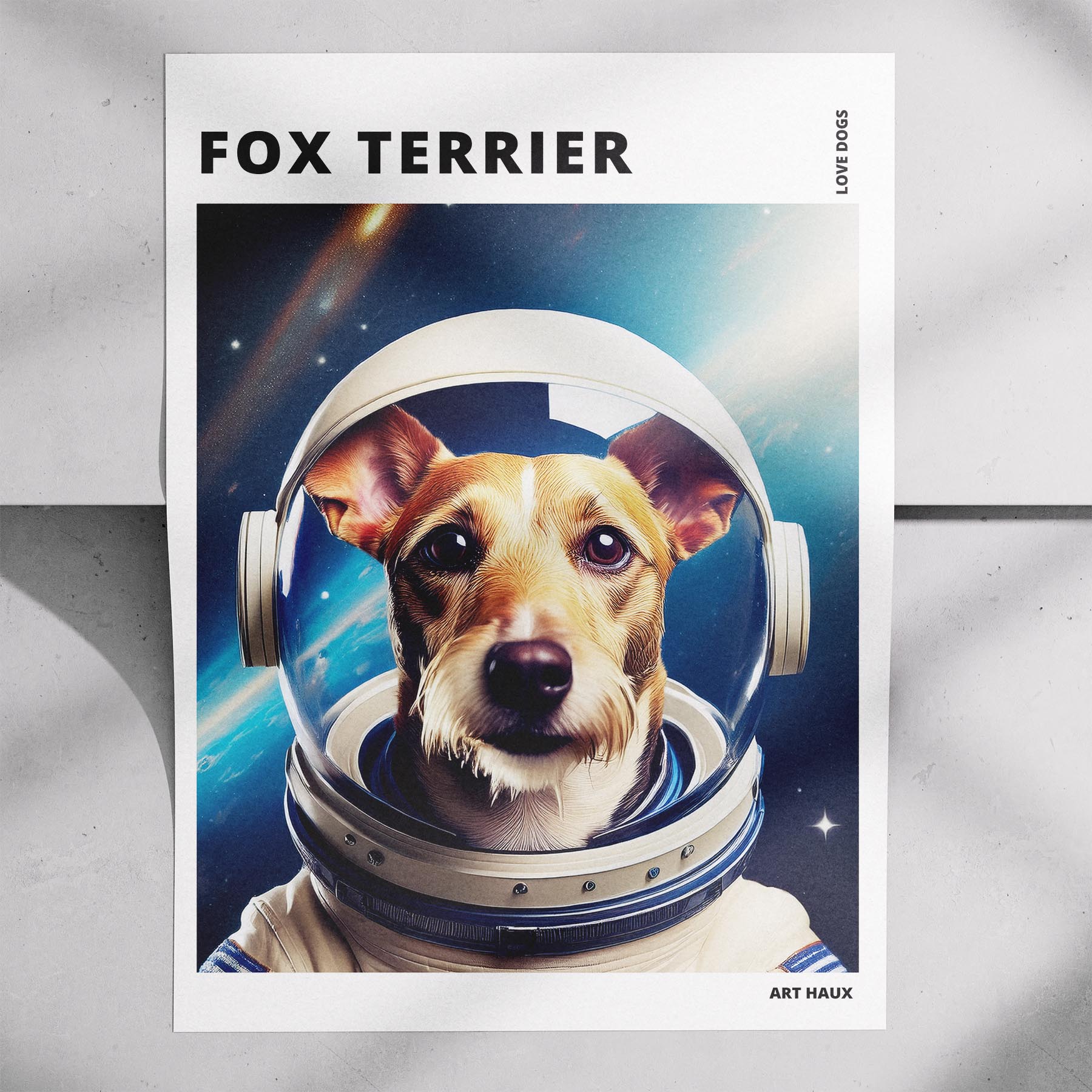 Fox Terrier Astronaut Dog Series with Text Astro Dog image 7