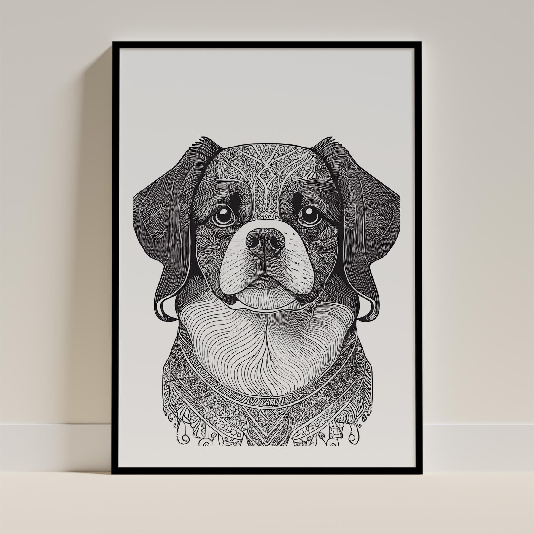 Japanese Chin Mandala Black and White Dog Series image 0
