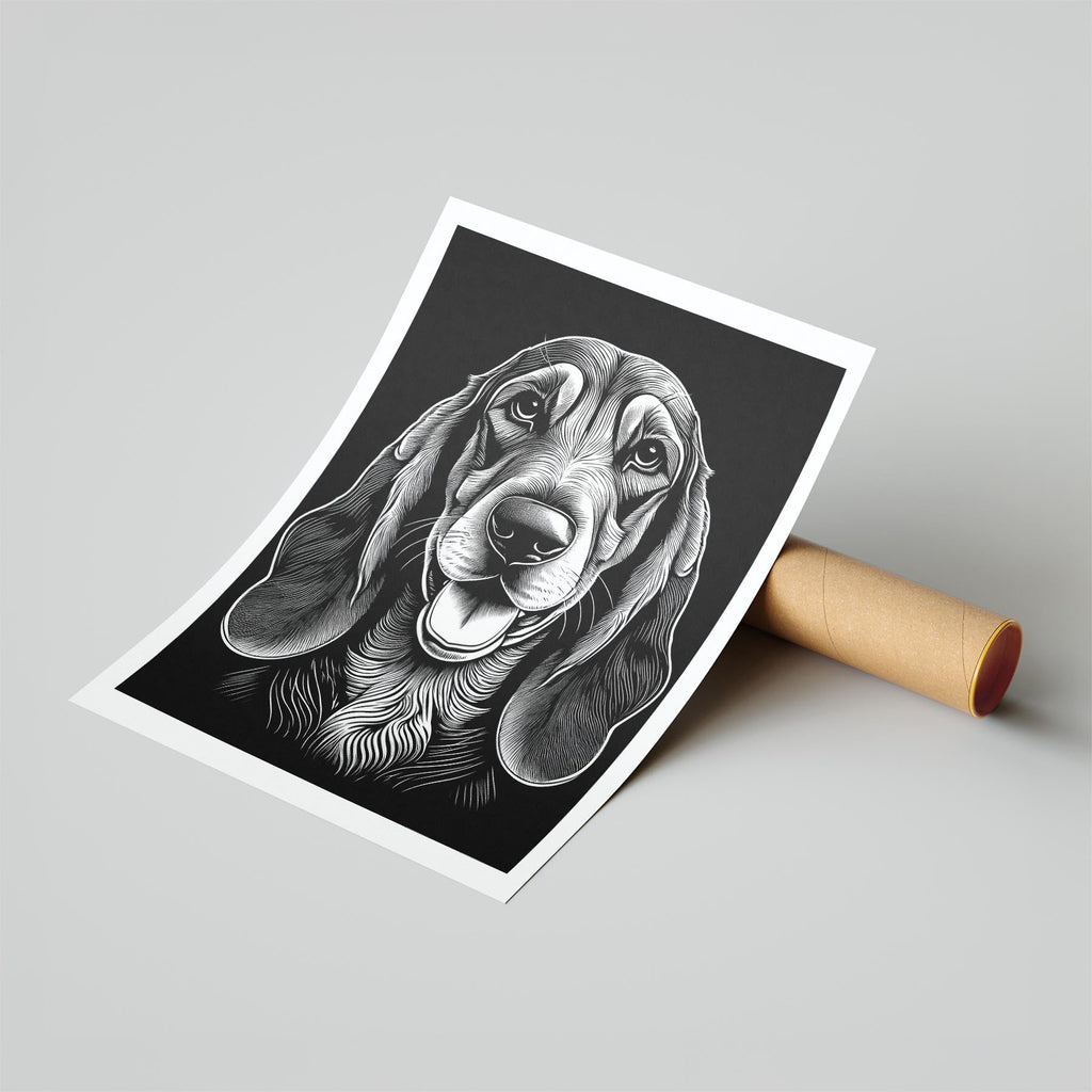 Bloodhound Line Dog Series in Black and White image 6