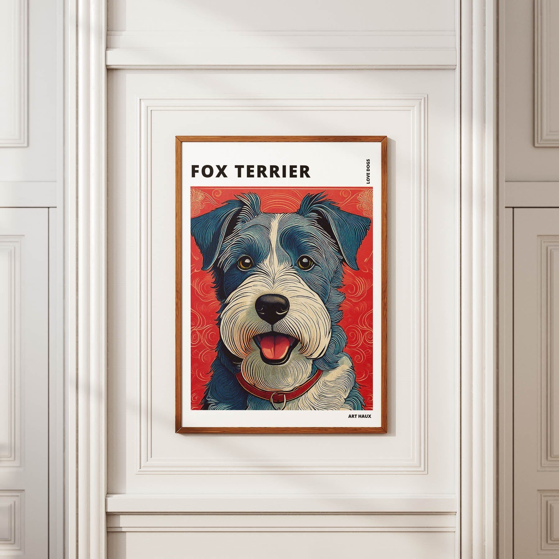 Fox Terrier Hokusai Japanese Inspired Dog Series with Text image 3
