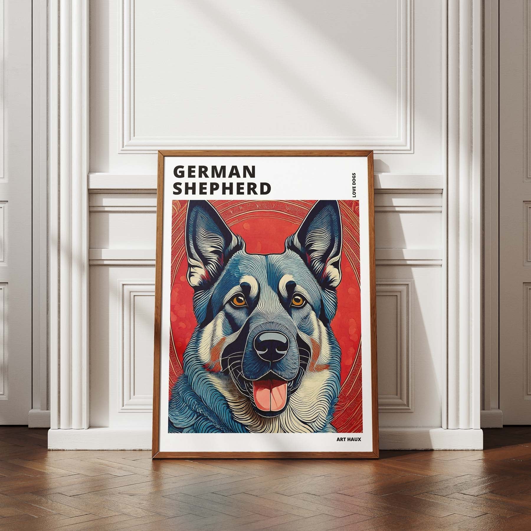 German Shepherd Hokusai Japanese Inspired Dog Series with Text image 4