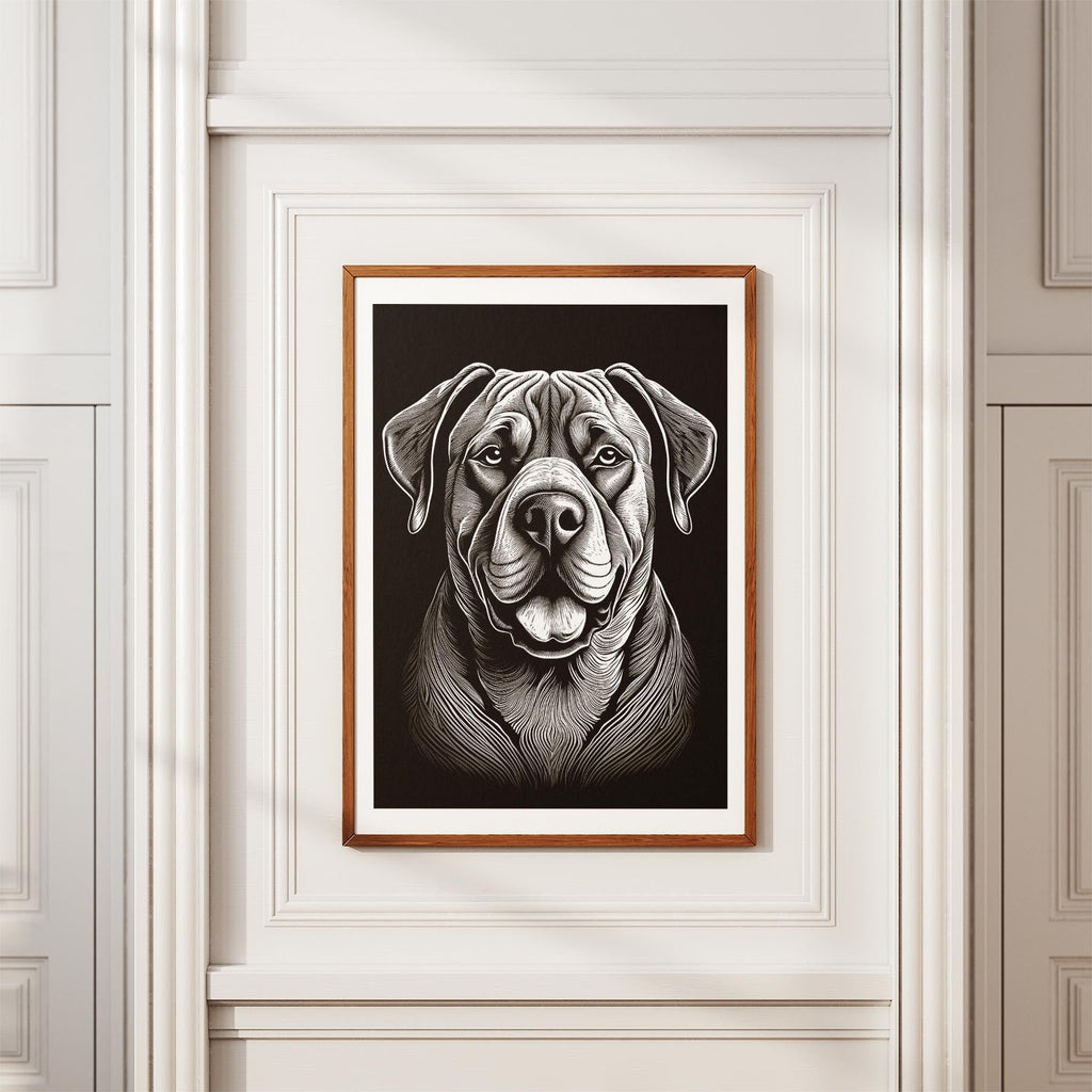 Neapolitan Mastiff Line Dog Series in Black and White image 3