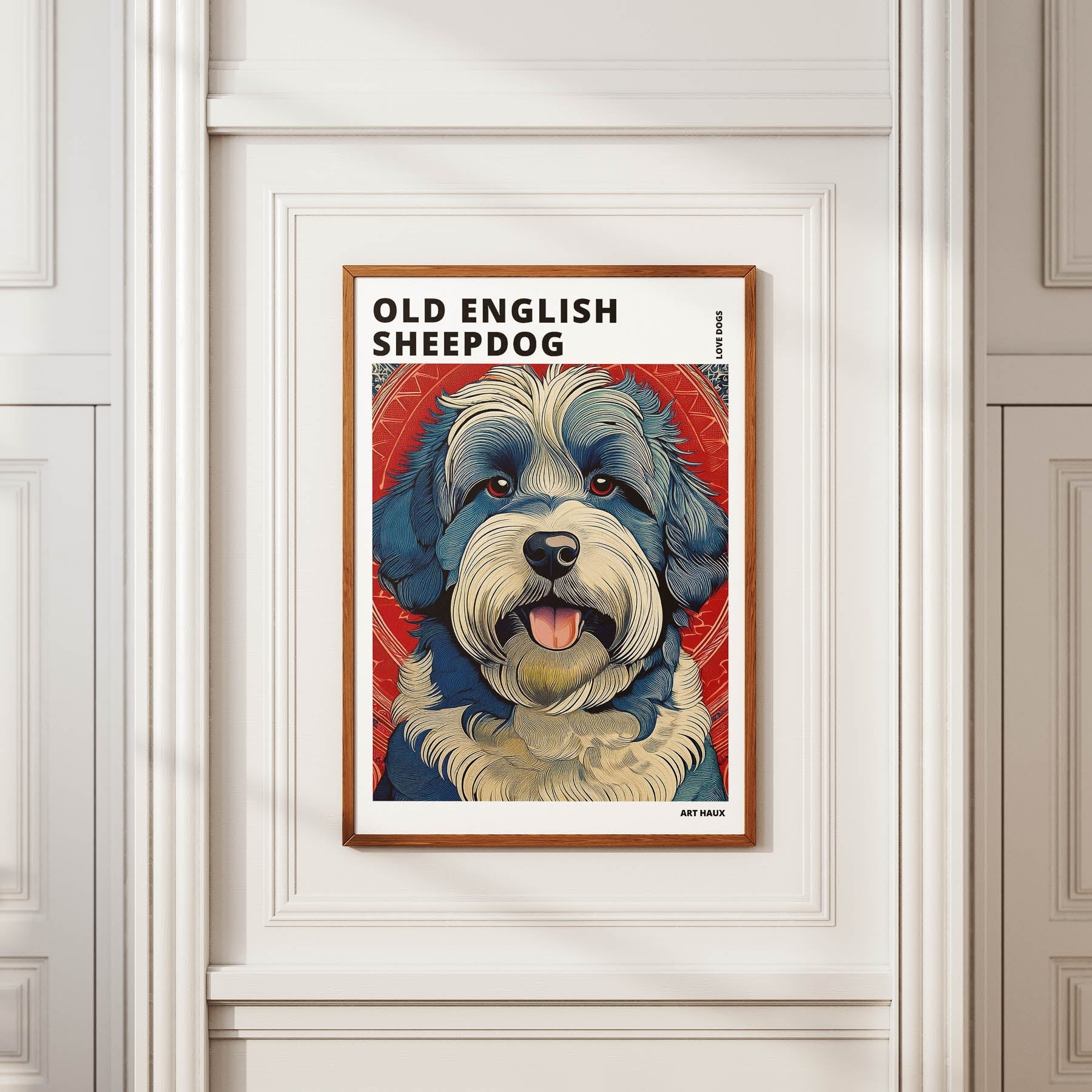 Old English Sheepdog Hokusai Japanese Inspired Dog Series with Text image 3