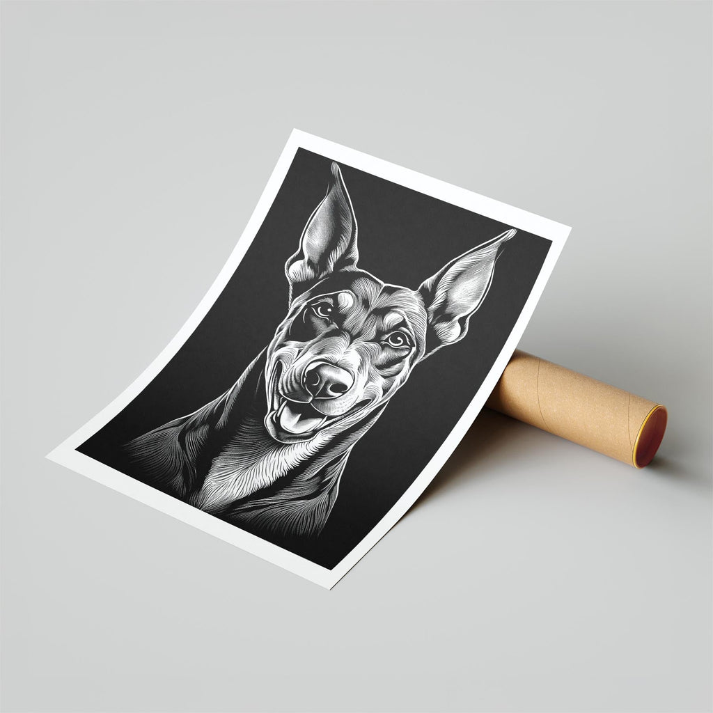 Doberman Line Dog Series in Black and White image 6