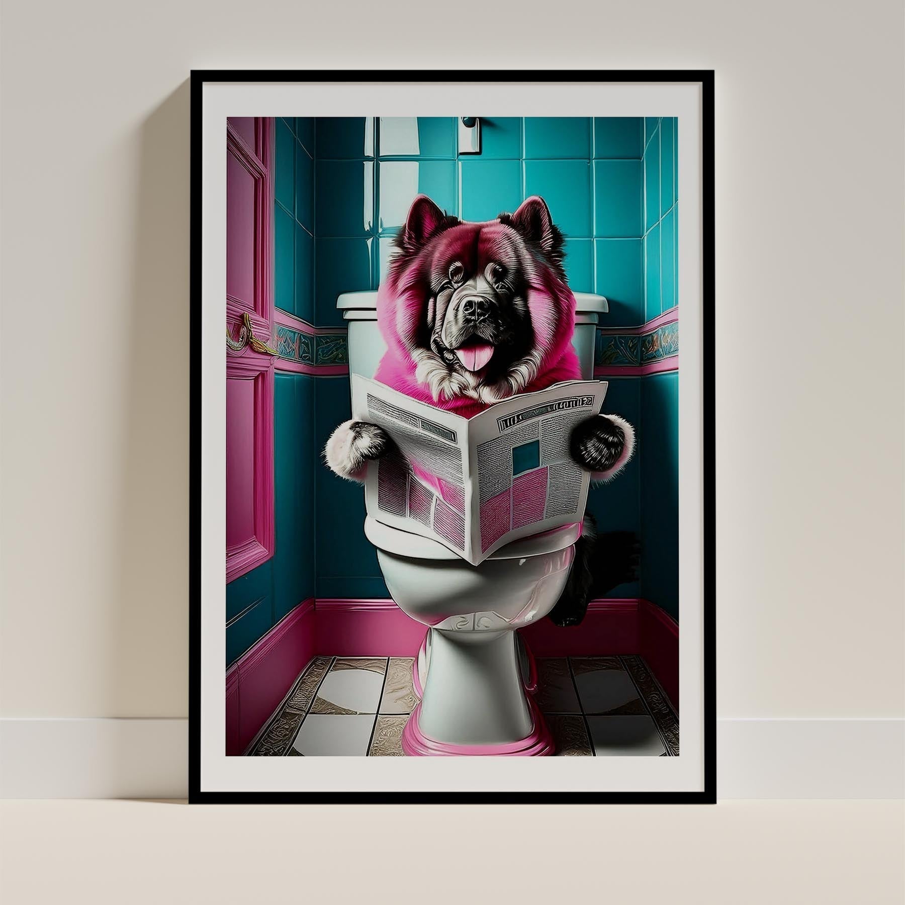 Chow Chow Toilet Dogs PInk and Turquise image 0