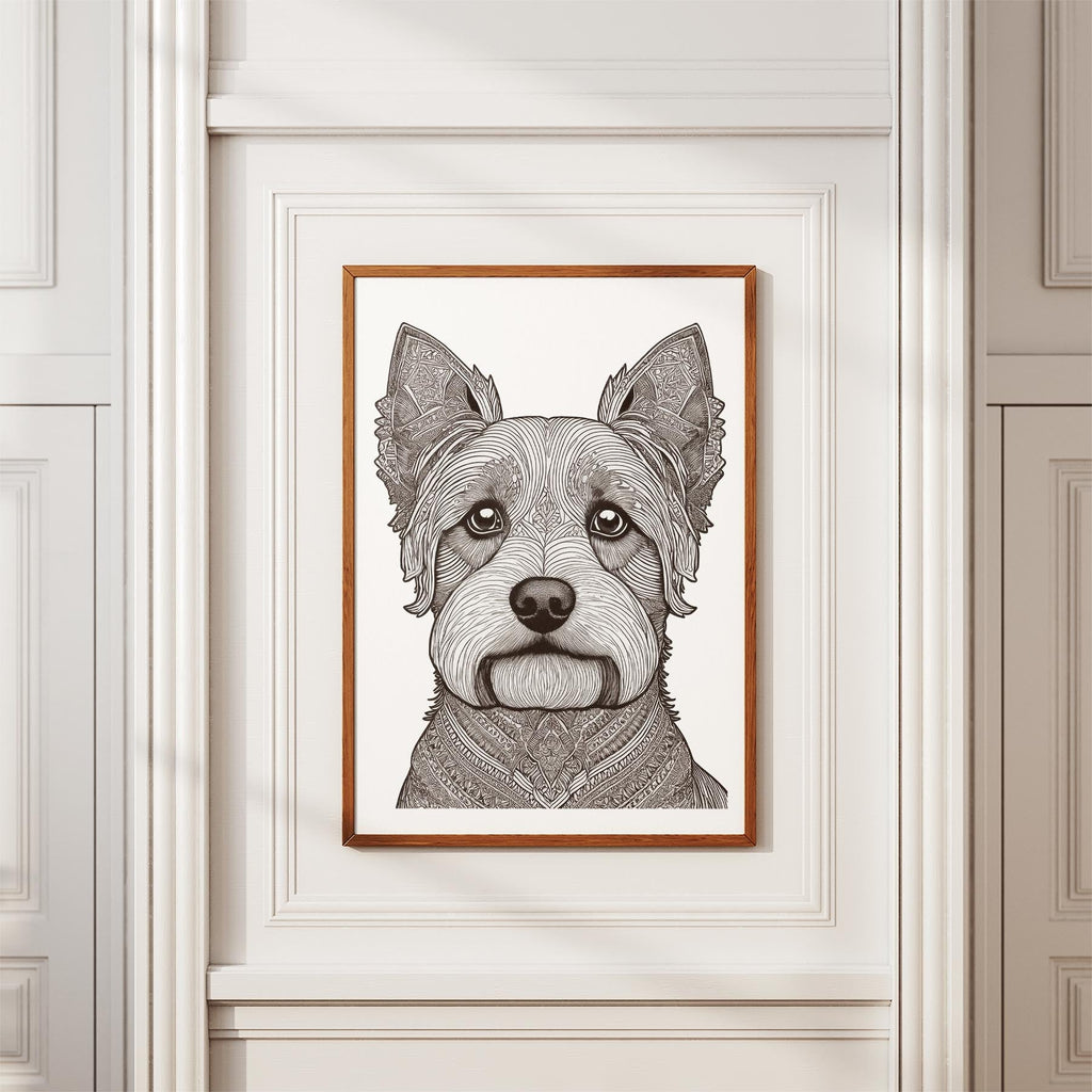 Yorkshire Terrier Mandala Black and White Dog Series image 3