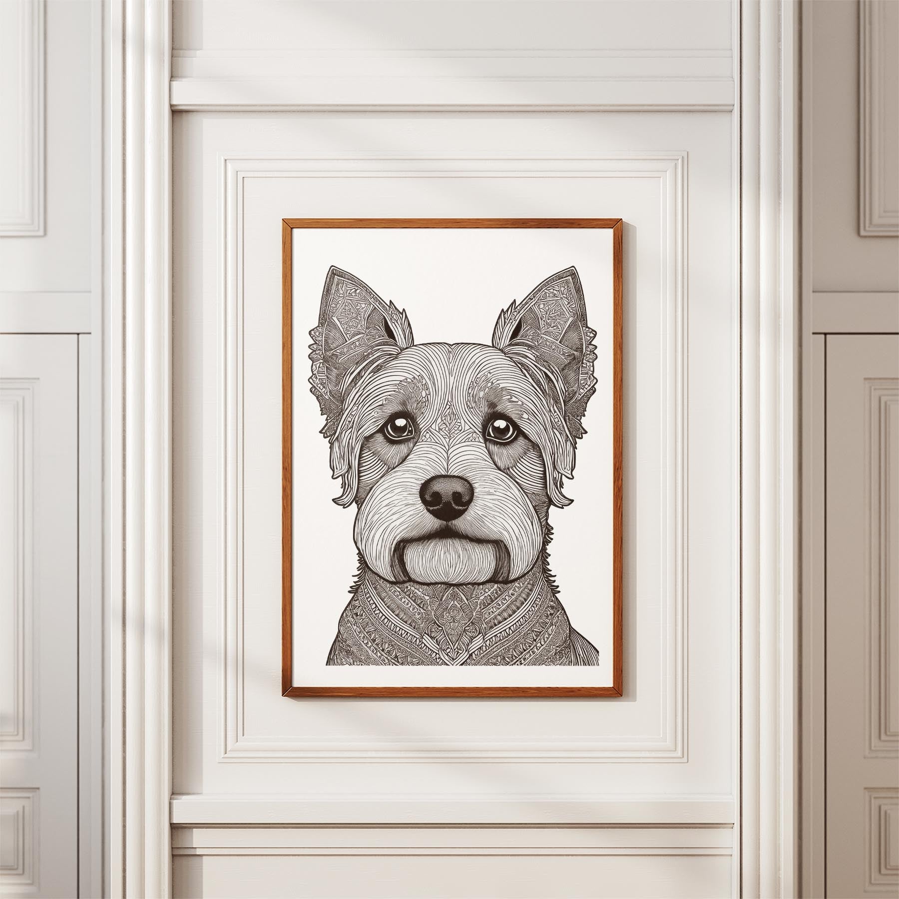 Yorkshire Terrier Mandala Black and White Dog Series image 3