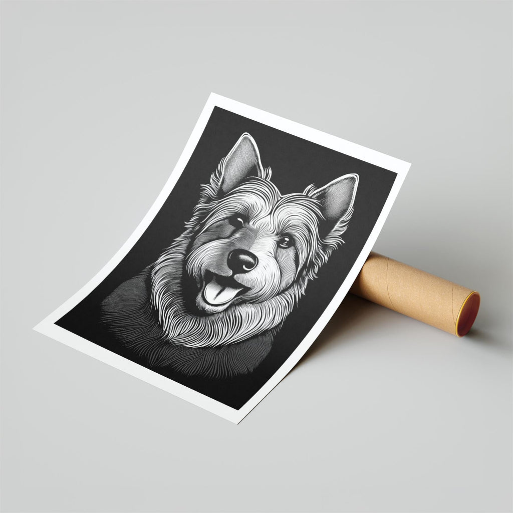 Australian Terrier Line Dog Series in Black and White image 6