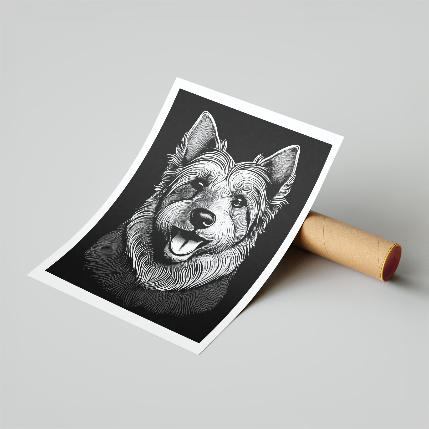 Australian Terrier Line Dog Series in Black and White image 6