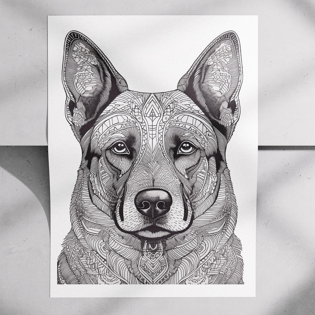 German Shepherd Mandala Black and White Dog Series image 7